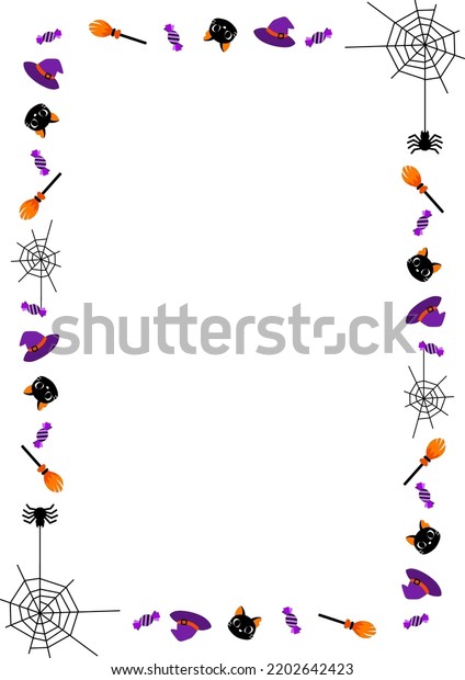 Halloween Border Frame Black Cat Broom Stock Vector (Royalty Free ...