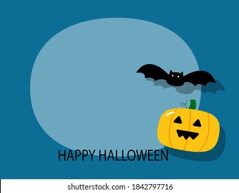 Halloween-Grenze. Kürbis und Fledermaus. Hintergrund, Vektorgrafik