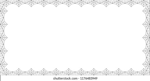 Halloween border. Vector elegant rectangle black spiderweb frame with empty copy space for text isolated on white background. Template for invitation, flyer, banner, scrapbook or greeting card.