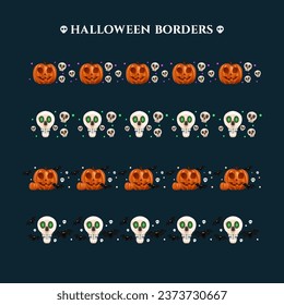 Halloween Borders with spoky and skull premium vector