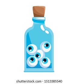 halloween bottle with eyes icon vector illustration design
