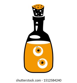 Halloween bottle flat single icon. Halloween symbol of fear and danger. Black spooky decorative element. Vector illustration isolated on white background