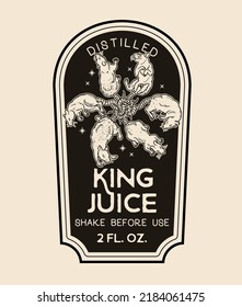 Halloween Bottle Labels and Potion Labels. Rat King Vector Illustration.