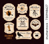  Halloween Bottle Labels & Potion Labels. Vector Illustration.
