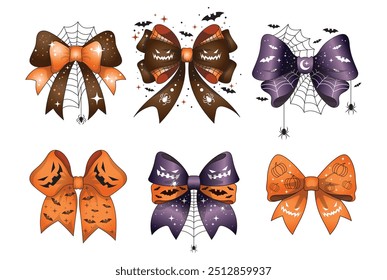 Halloween Bow, vector Clipart, Digital Halloween Bundle,  Pumpkin ribbon