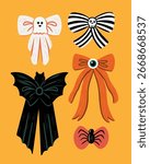 Halloween Bow Vector Illustration Set