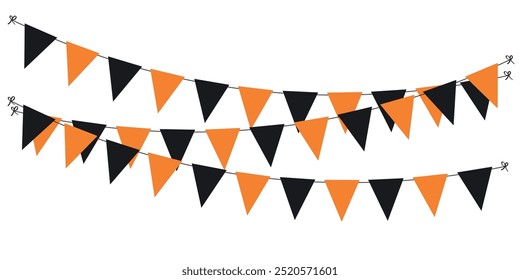Halloween Bows. Fun Halloween party garland Carnival garland, banner background, pennants, flat vector illustration isolated on white background