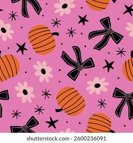 Halloween Bows Pattern Pumpkin Halloween Background