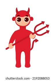 halloween boy devil character icon isolated