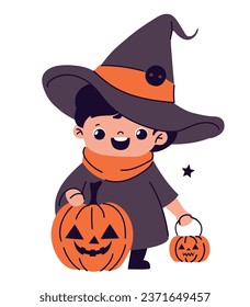 halloween boy dressed as a witch character