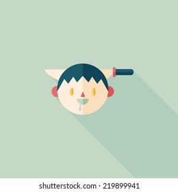 Halloween boy flat icon with long shadow,eps10