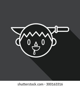 Halloween boy flat icon with long shadow, line icon