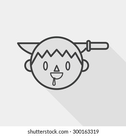 Halloween boy flat icon with long shadow, line icon