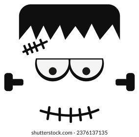 Halloween boy Frankenstein face icon isolated on white background.