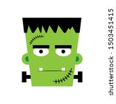 Halloween boy Frankenstein Vector illustration. Frankenstein face. Illustration for kids, card Halloween, print.