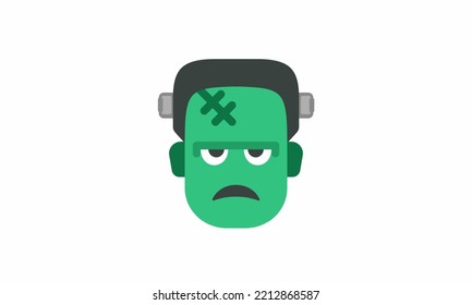 Halloween boy Frankenstein Vector illustration. Frankenstein face. Illustration for kids, card Halloween, print flat design eps 8