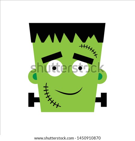Halloween boy Frankenstein Vector illustration. Happy Frankenstein Day. Illustration for kids, card Halloween, print.