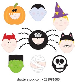 Halloween Boys Clip Art Set. Boys in Halloween costumes graphics created using vector software.