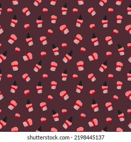 Halloween brain cupcake pattern. Seamless vector