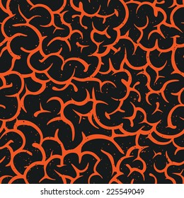 Halloween brains seamless vector pattern (black)