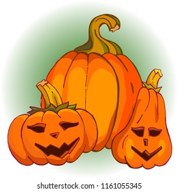 Halloween bright pumpkin set