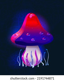 halloween bright witch mushroom for potions on a dark background