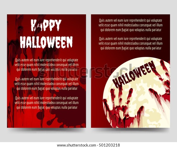 Halloween Brochure Flyer Template Bloody Handprints Stock Vector Royalty Free