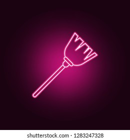 Halloween broom icon. Elements of Halloween in neon style icons. Simple icon for websites, web design, mobile app, info graphics