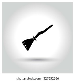 Halloween broom icon. Halloween pictogram elements collection.  simple minimal, flat, solid, mono, monochrome, plain, contemporary style. Vector illustration web internet design elements