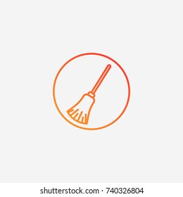 Halloween broom icon.gradient illustration isolated vector sign symbol