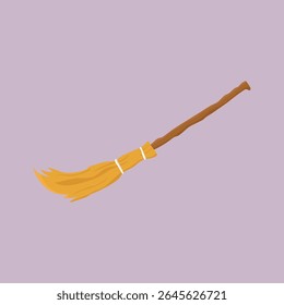 Ilustração de vassoura de Halloween sobre fundo rosa