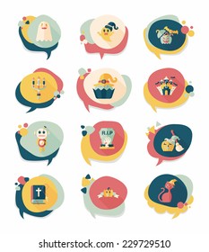 Halloween bubble speech banner design flat background set, eps10