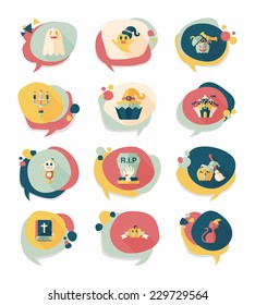 Halloween bubble speech banner design flat background set, eps10