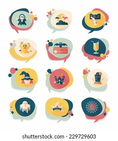 Halloween bubble speech banner design flat background set, eps10
