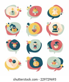Halloween bubble speech banner design flat background set, eps10