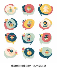 Halloween bubble speech banner design flat background set, eps10