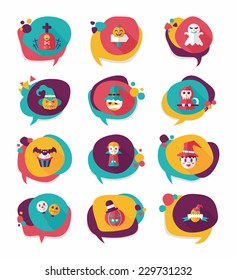 Halloween bubble speech banner design flat background set, eps10