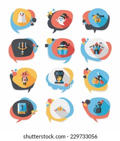 Halloween bubble speech banner design flat background set, eps10