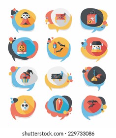 Halloween bubble speech banner design flat background set, eps10