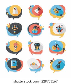 Halloween bubble speech banner design flat background set, eps10