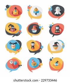 Halloween bubble speech banner design flat background set, eps10