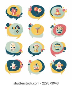 Halloween bubble speech banner design flat background set, eps10