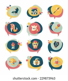 Halloween bubble speech banner design flat background set, eps10
