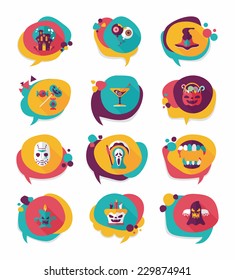 Halloween bubble speech banner design flat background set, eps10