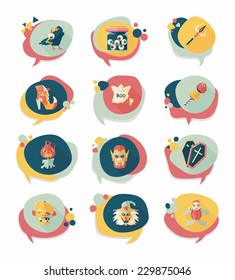 Halloween bubble speech banner design flat background set, eps10