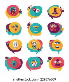 Halloween bubble speech banner design flat background set, eps10