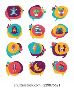 Halloween bubble speech banner design flat background set, eps10