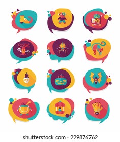 Halloween bubble speech banner design flat background set, eps10
