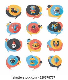 Halloween bubble speech banner design flat background set, eps10