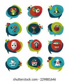 Halloween bubble speech banner design flat background set, eps10